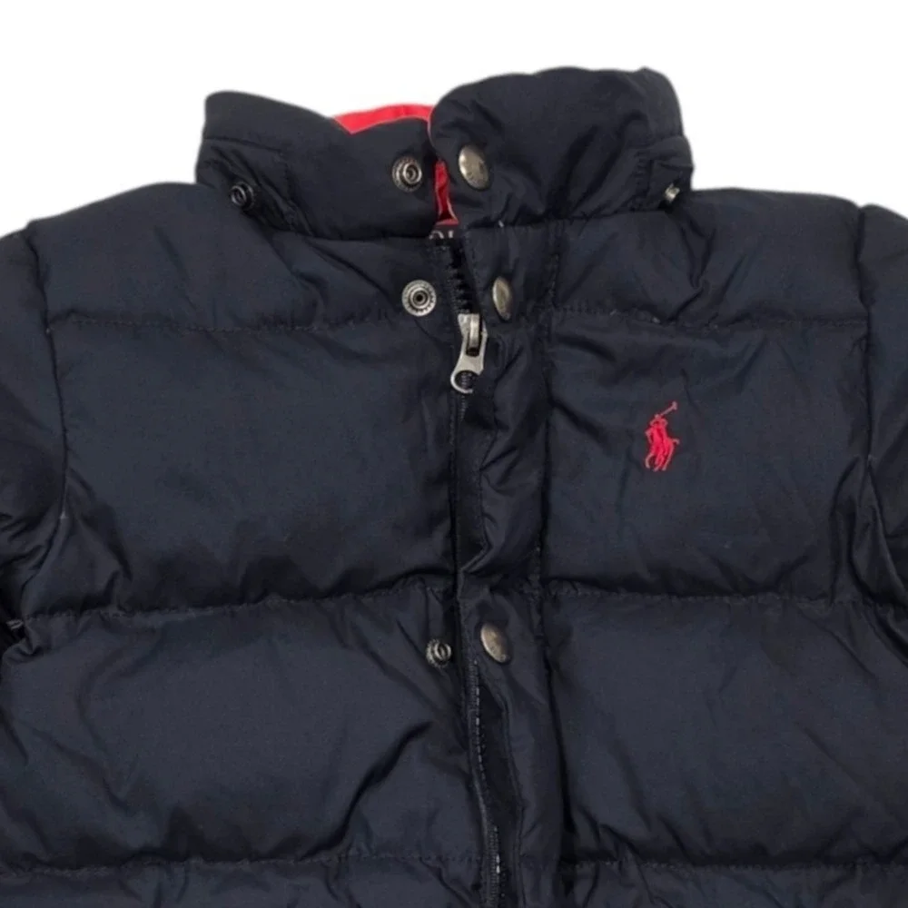 Polo Ralph Lauren Kids Puffer Jacket Navy Blue Red Down Fill Quilted 4/4T